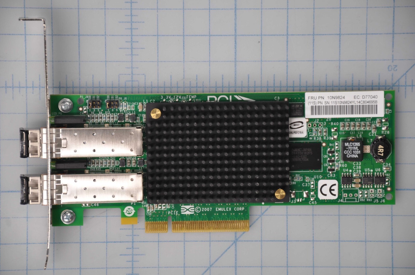 IBM 2PORT 8GB GIGABIT PCI EXPRESS DUAL PORT FIBRE CHANNEL PCIE-4X LPE12002 10N98