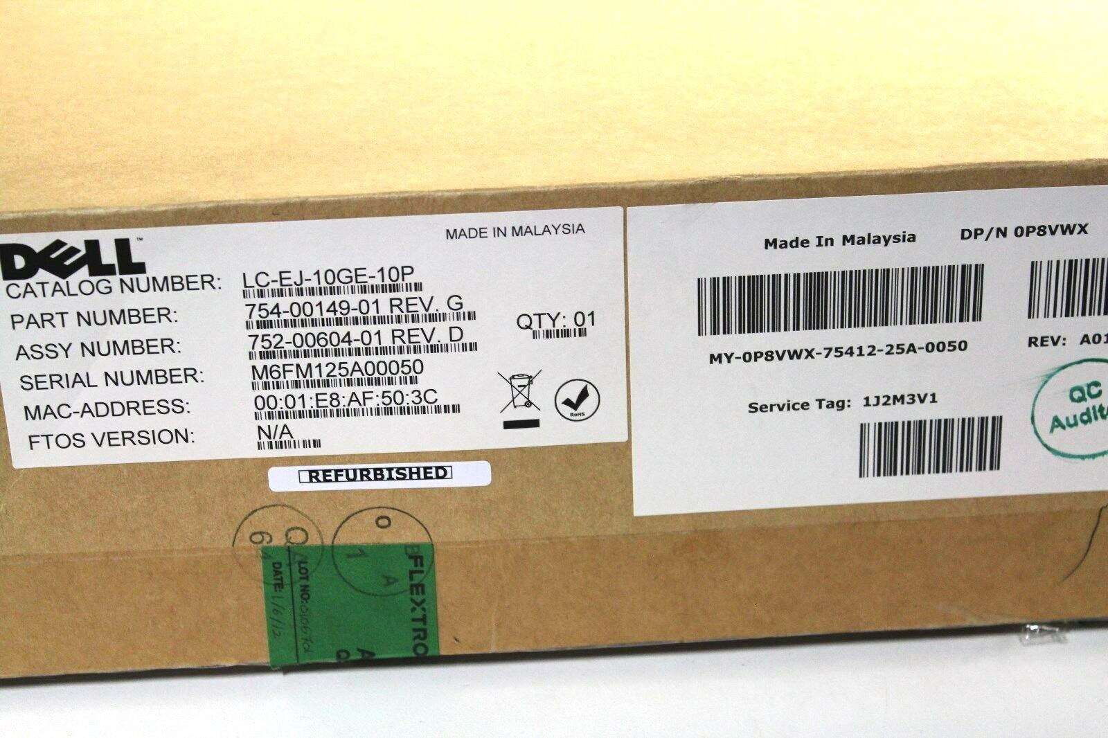 DELL P8VWX HHYYT FORCE10 LC-EJ-10GE-10P 10 port XFP LINE CARD E1200i and E600i