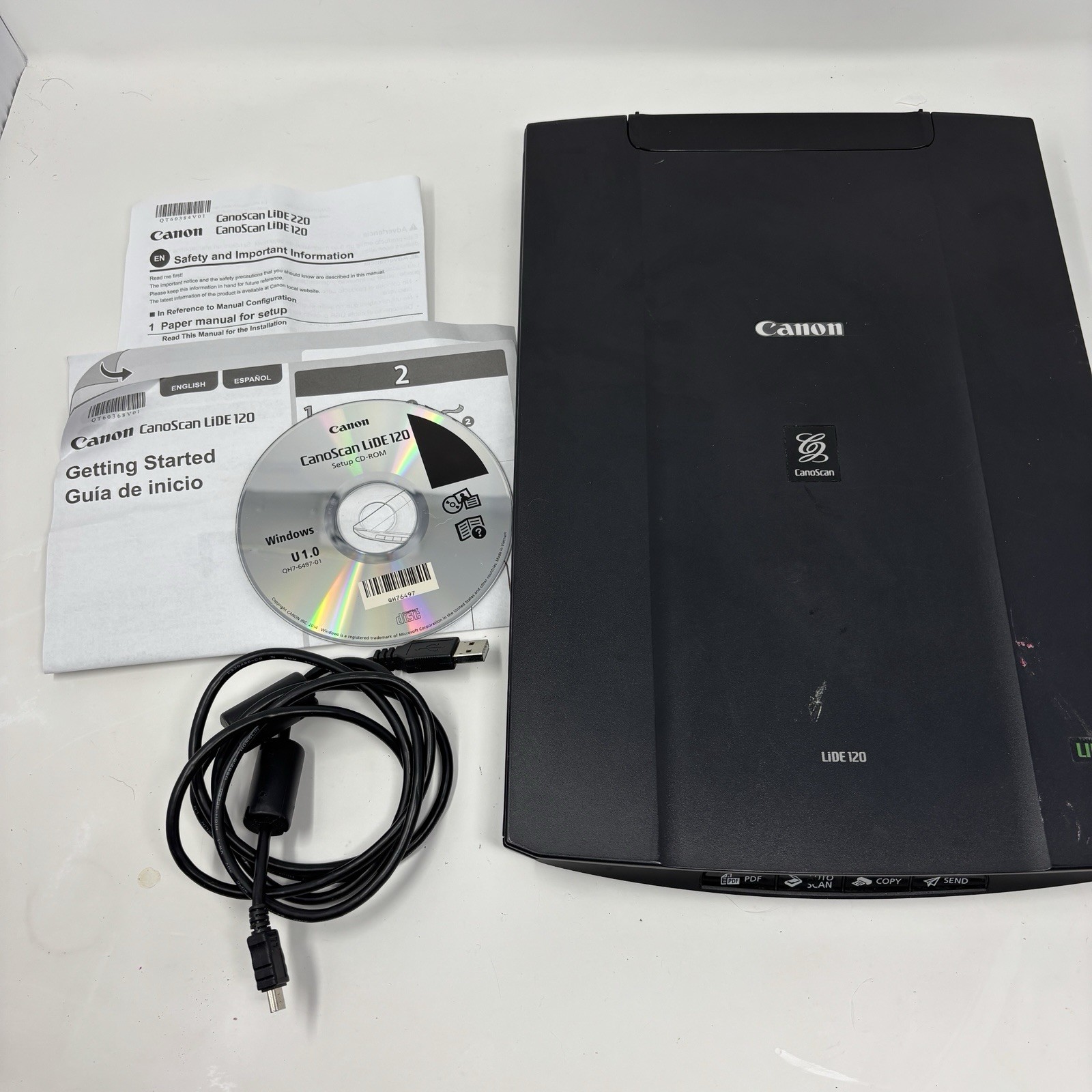Canon CanoScan LiDE 120 Flatbed Scanner with Cd, USB, Instructions Tested