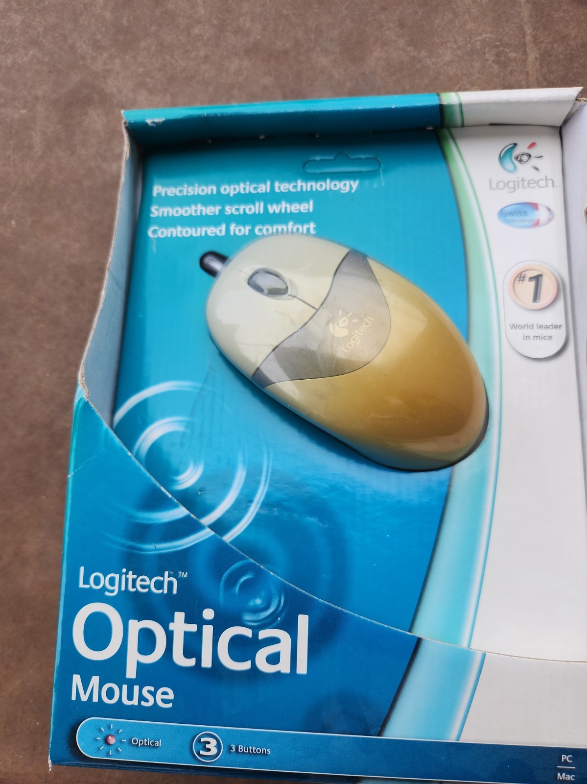 Vintage Logitech 3-Button Optical Wheel Mouse with PS/2 Adapter