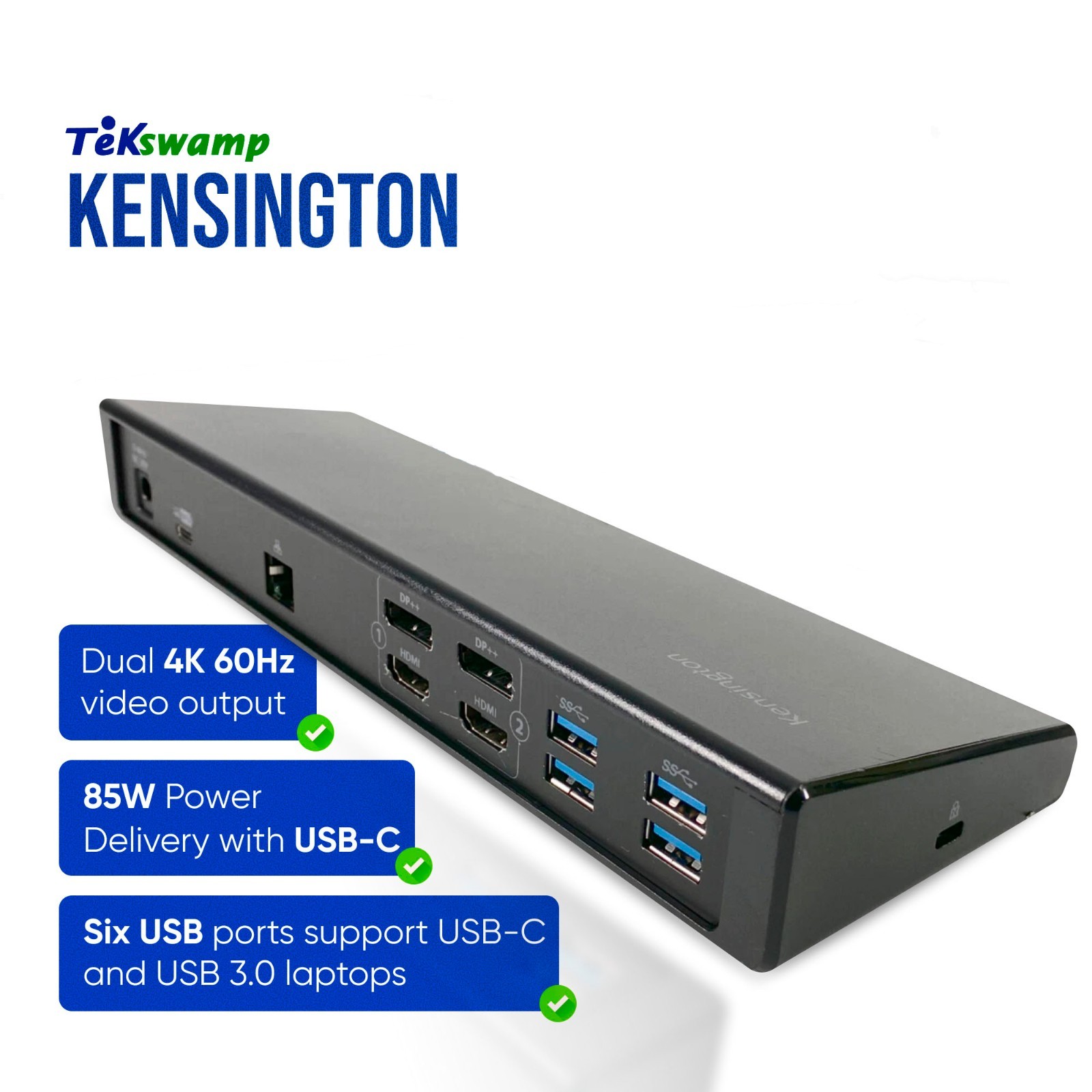 Genuine Kensington USB-C Dual 4K Dock Station for HP EliteBook Series NO ADAPTER