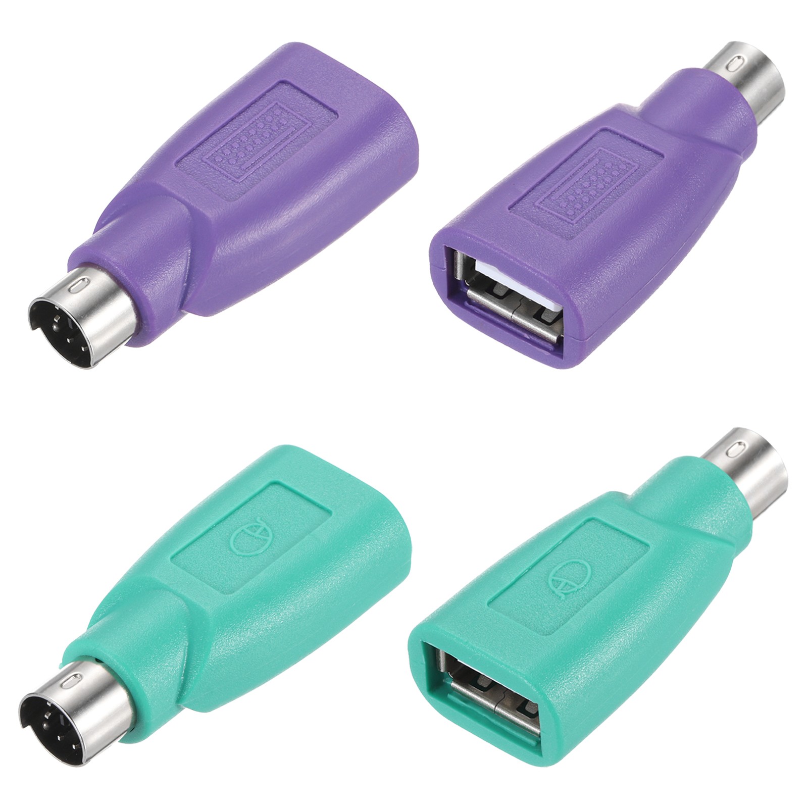 4 Pcs PS/2 to USB Port PS/2 to USB Adapter PS/2 Male to USB Female Green/Purple