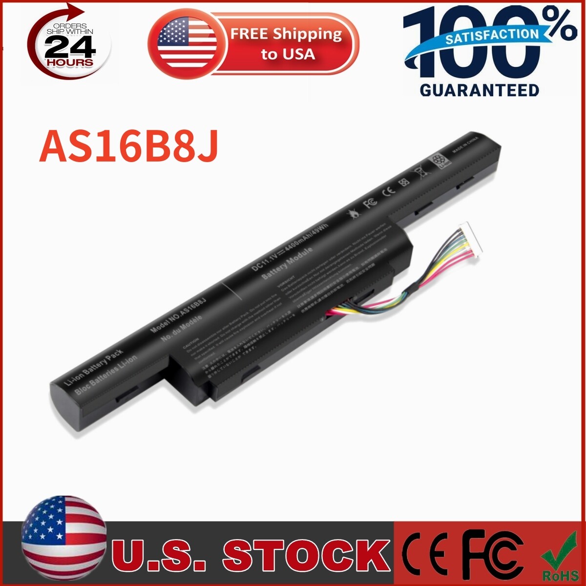 AS16B5J AS16B8J Battery For Acer Aspire F15 F5-573G E15 E5-575G E5-575G 4400mAh