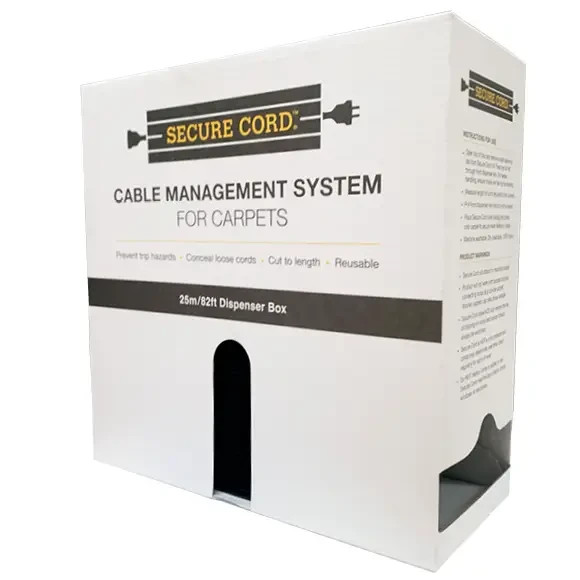 Secure Cord Cable Cover for Carpet | Box of 25m Black