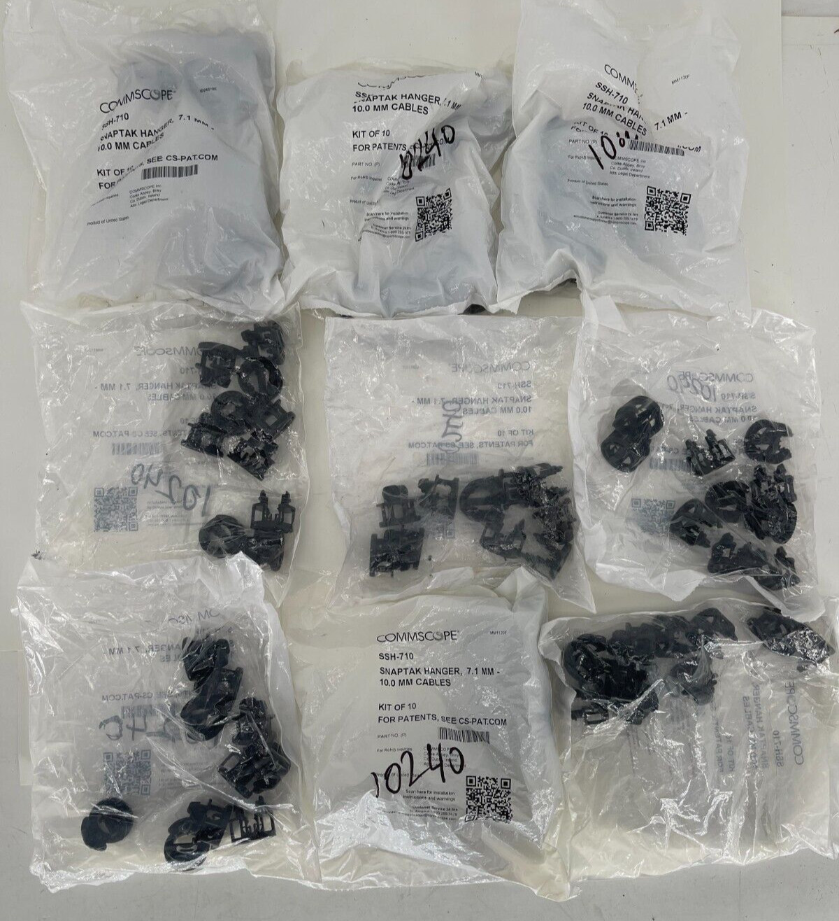 Lot of 9 CommScope BAG of 10 SnapStak Plus Adjustable Hanger SSH-710 7.1mm - 10m