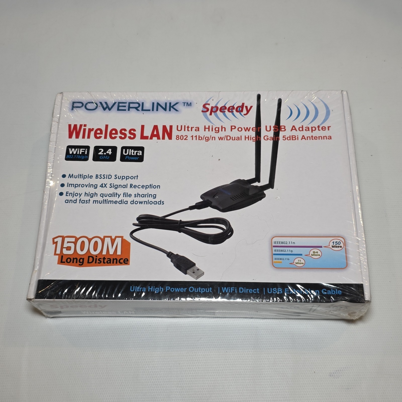 PowerLink N 150 Wireless-B-G-N USB Wireless Lan Adapter Black PL-U15010N SEALED
