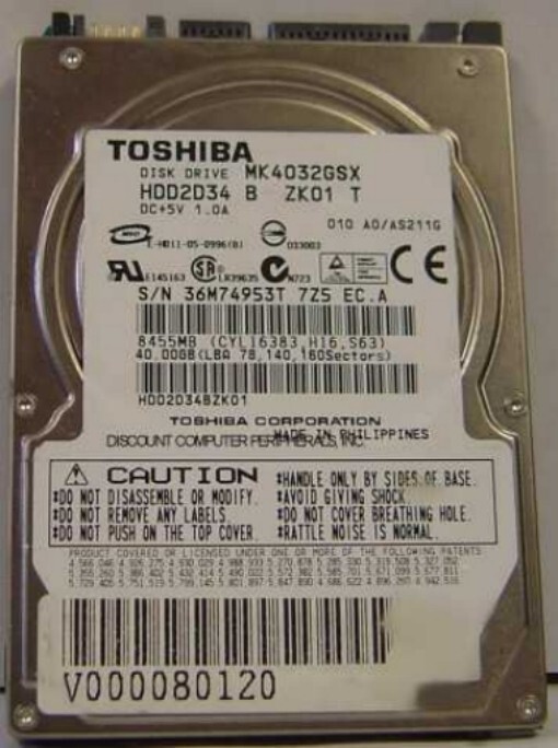 Toshiba 40GB SATA 2.5" MK4032GSX HDD2D34 9.5MM Hard Drive Tested Good