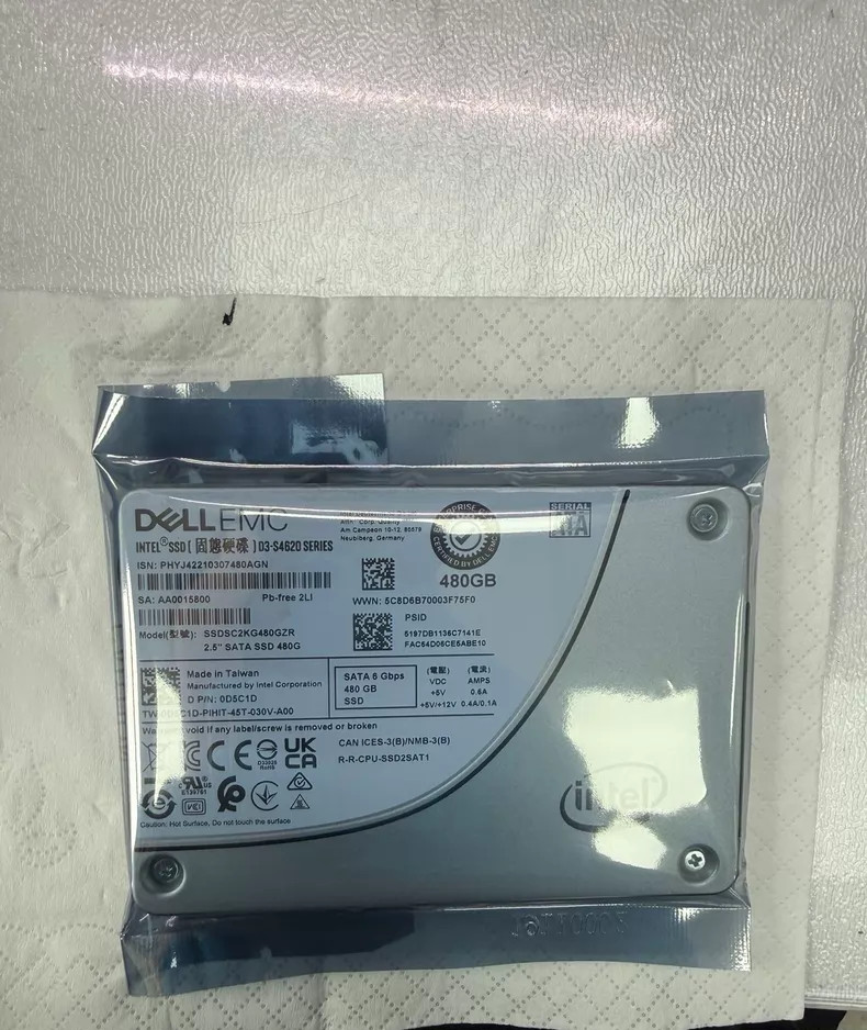 00DJ5 Dell Intel D3-S4620 480GB SATA 6G TLC MU 2.5" SSD SSDSC2KG480GZR 000DJ5