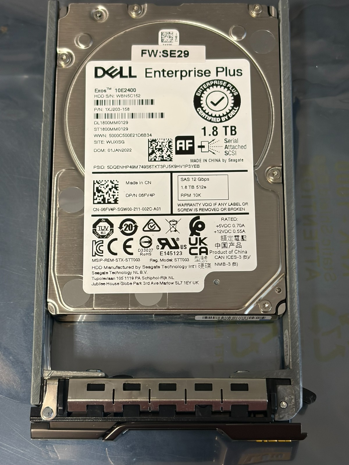 Dell 1.8TB 10K SAS 2.5" HDD 12Gb/s w/ Compellent Caddy – 06FV4P / ST1800MM0129