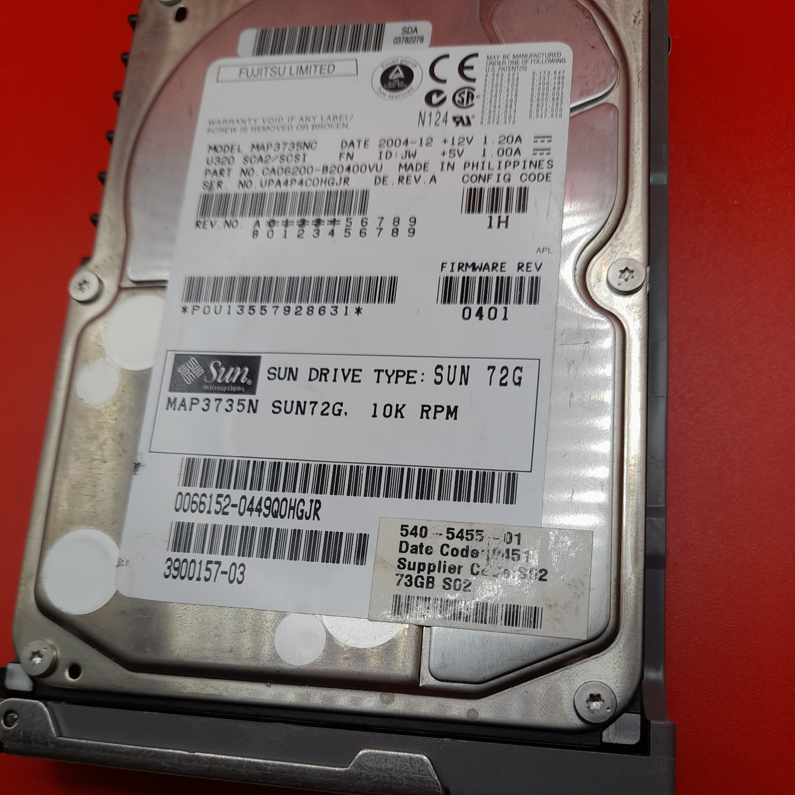 72GB SUN MICROSYSTEMS 390-0157-03 540-5455-01 map3735nc 10000 RPM SCSI HD