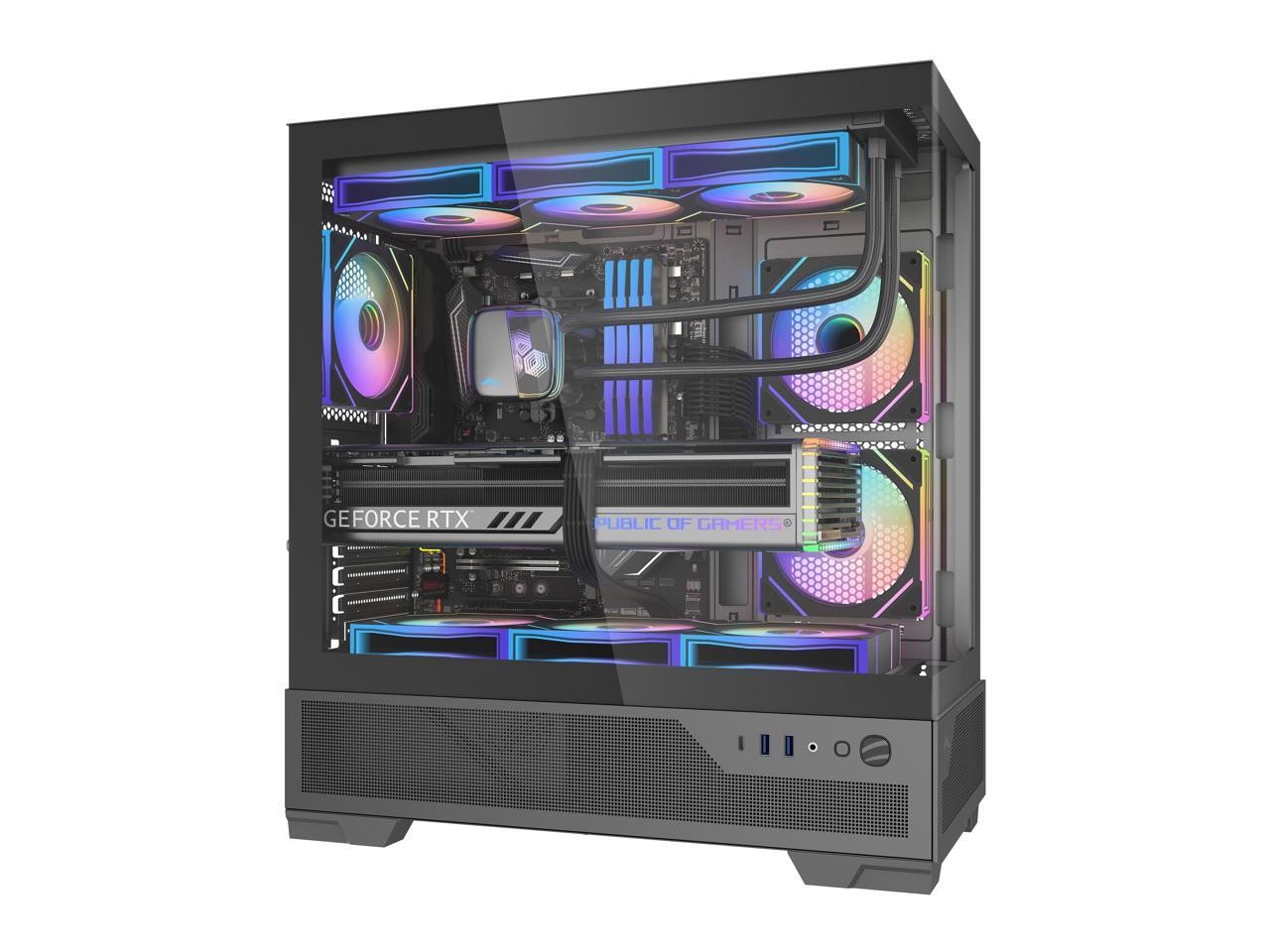 Sama V43BKADA6X1GL Mid Tower PC Case 6 ARGB Fans Black