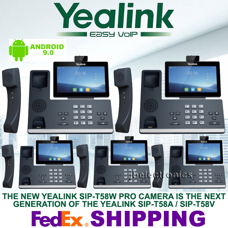 YEALINK SIP-T58W PRO CAMERA SIP IP PHONE WIFI BLUETOOTH ANDROID - 5 PHONES