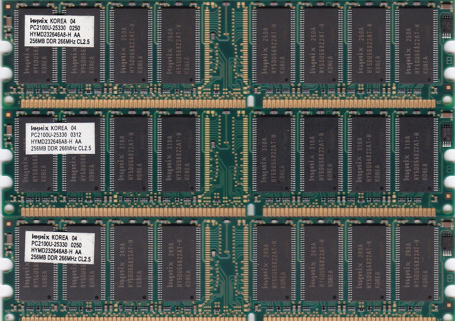 768MB 3x256MB PC-2100 DDR-266 HYNIX HYMD232646A8-H AA RAM MEMORY RAM KIT DDR1