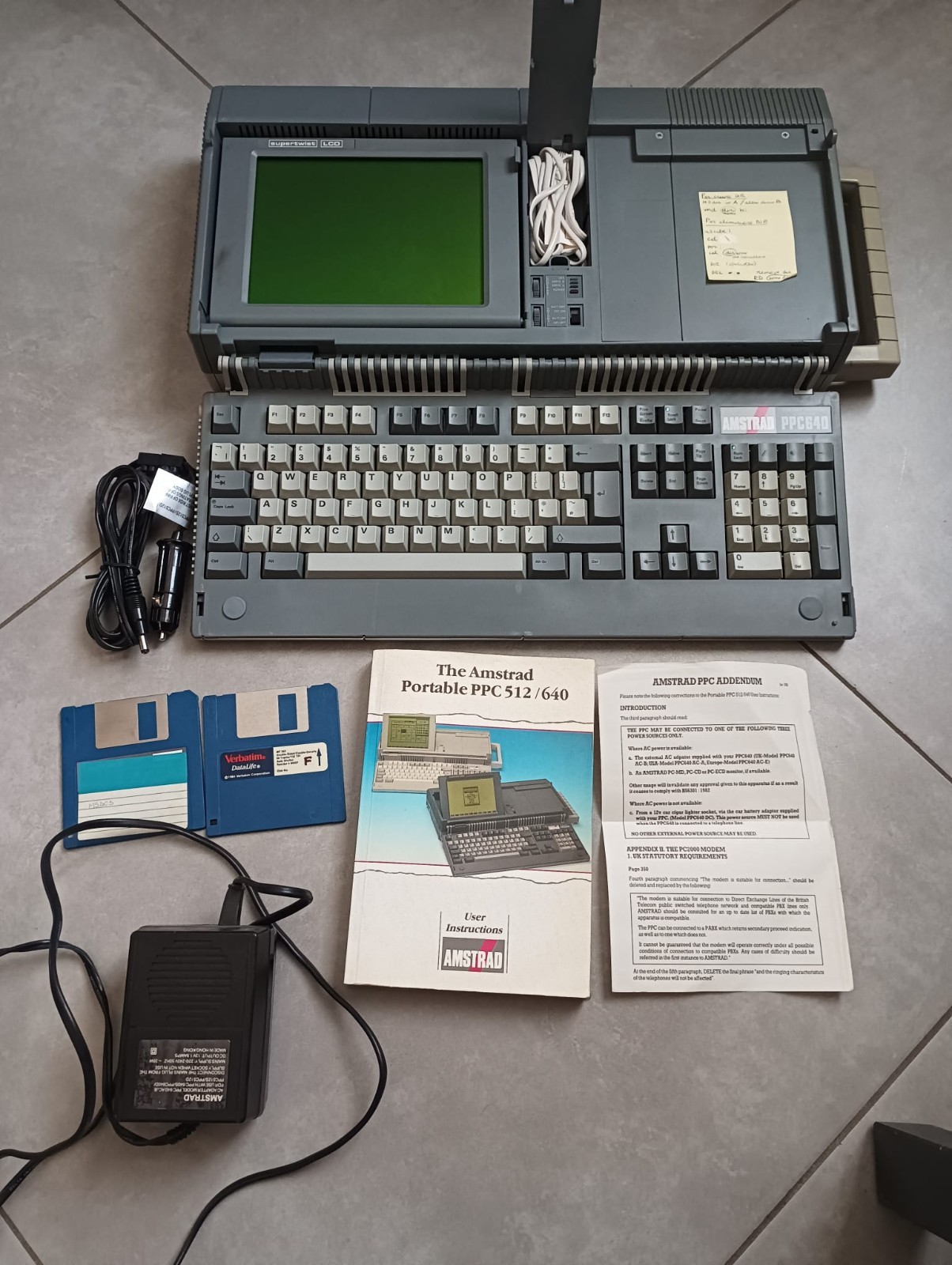 Amstrad PPC640 Vintage Laptop with LCD Display and Accessories