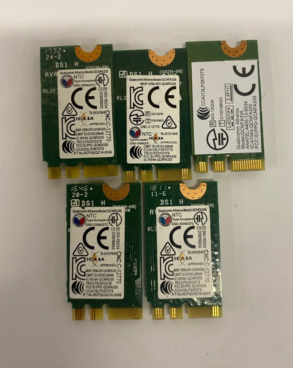 Used Lots of 5 QUALCOMM Atheros QCNFA335 WIFI Card