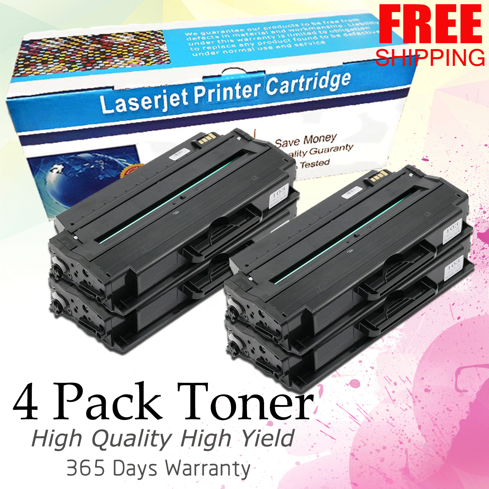 4 Pack MLT-D103L MLTD103S Toner for Samsung 103L ML-2955DW ML-2955ND SCX-4729FD