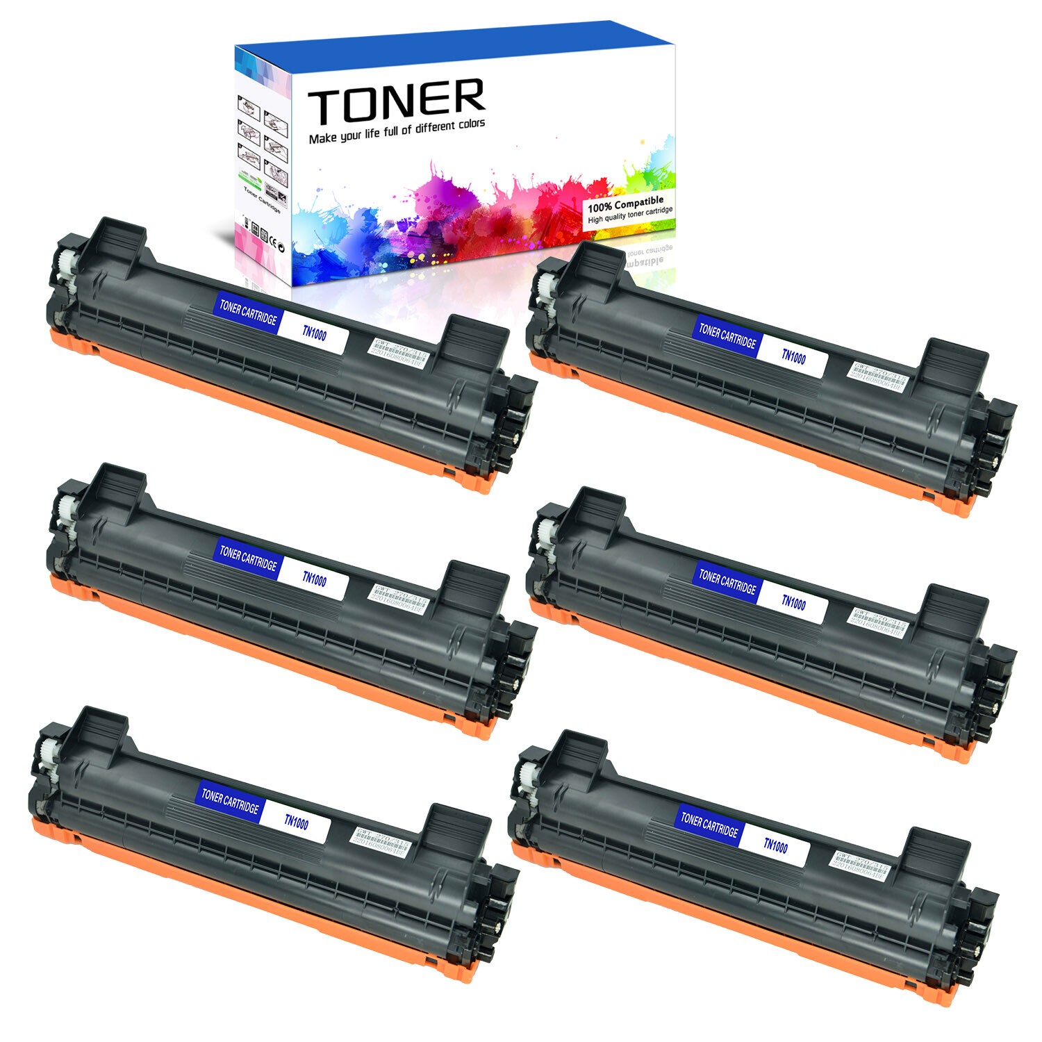 6PK TN1000 Toner Cartridge For Brother Laserjet DCP1510 DCP1510R MFC1810R HL1110