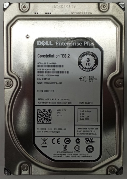 Dell Seagate Constellation ES.2 3TB HDD 3.5" SAS 7200RPM ST33000650SS TH482