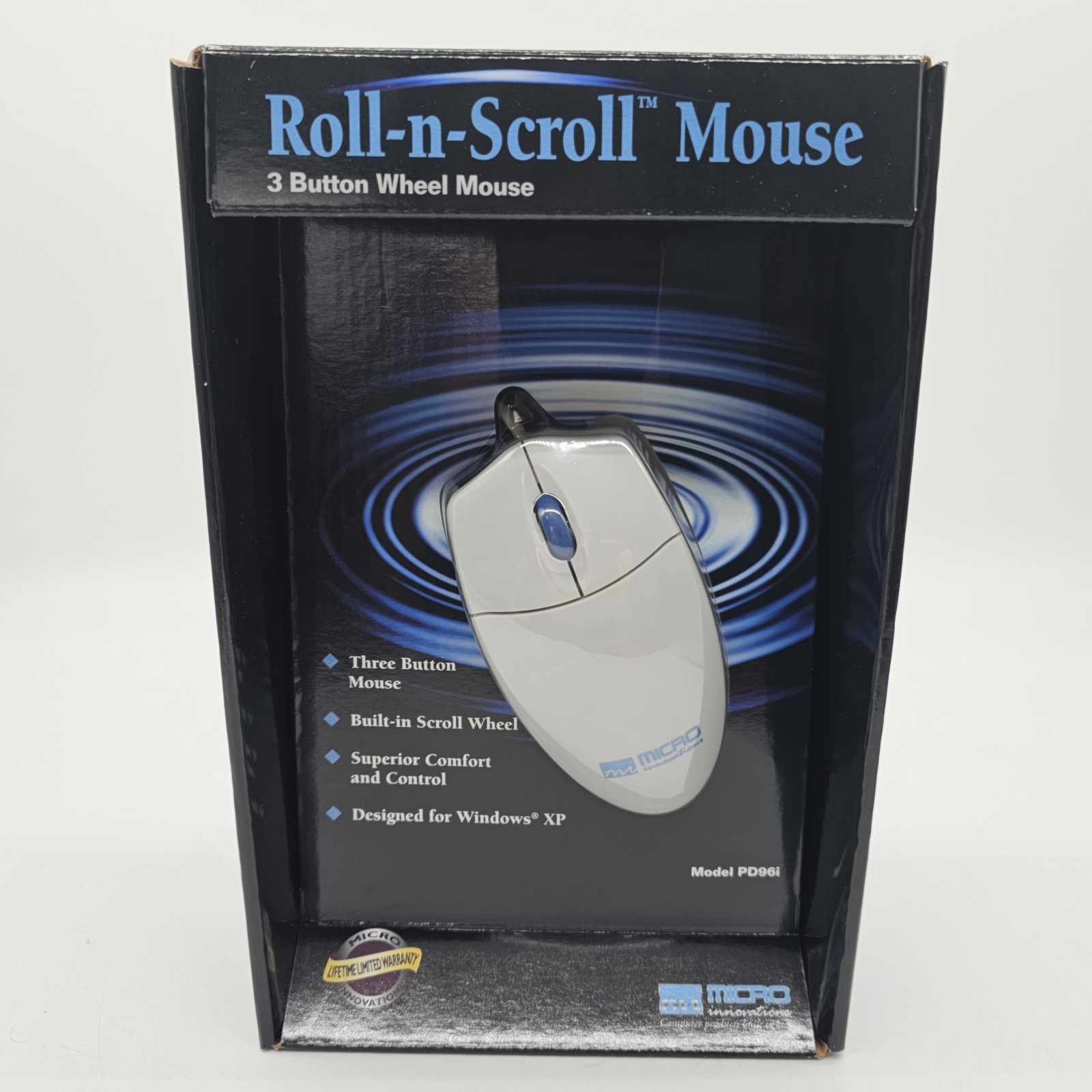 VTG Retro 3-Button Computer Mouse Scroll Wheel PS/2 2003 Micro Innovations PD96i