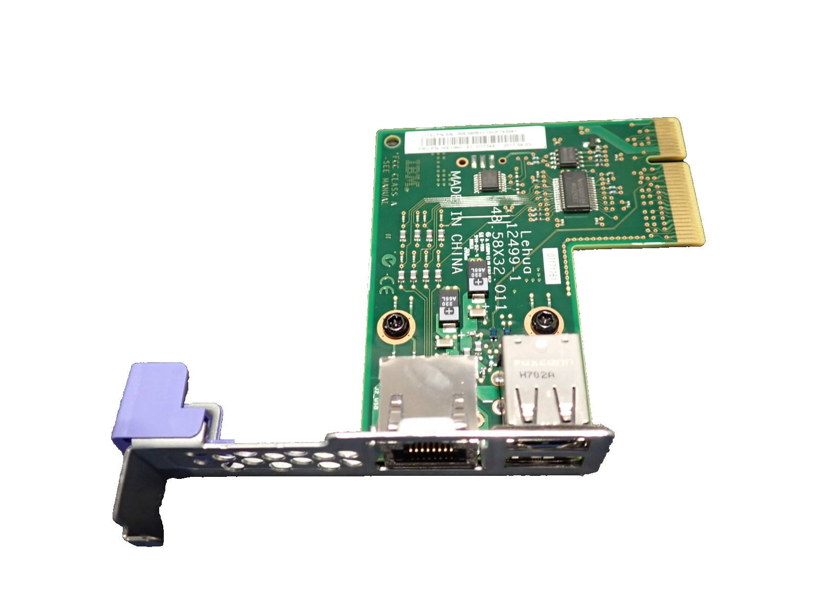IBM 00E1960 PCIe Dual USB LAN I/O Power System Adapter Card 2B0B 00E3809