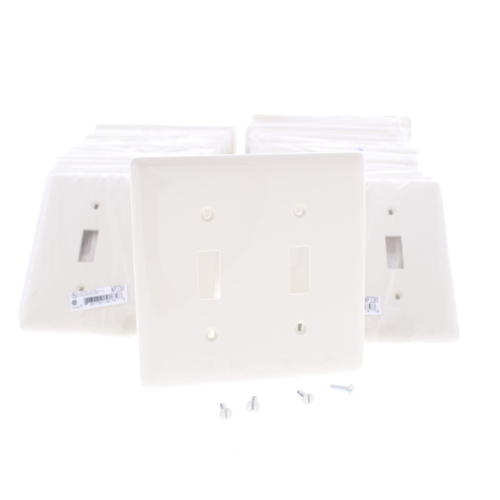 Hubbell NP2OW Office White 2-Gang Toggle Unbreakable Nylon Wallplate Cover 25pcs