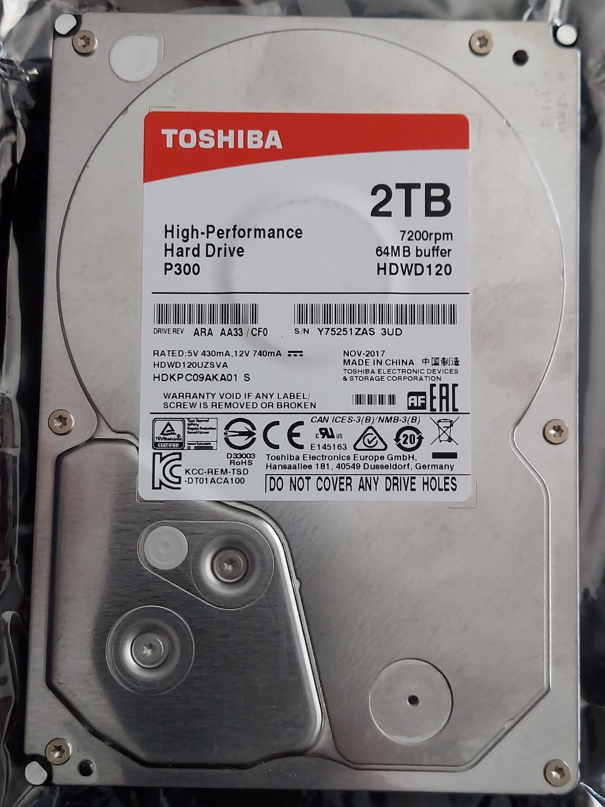 Tested GOOD Toshiba HDWD120 P300 2TB SATA 7200 RPM 3.5" HDD Hard Disk Drive