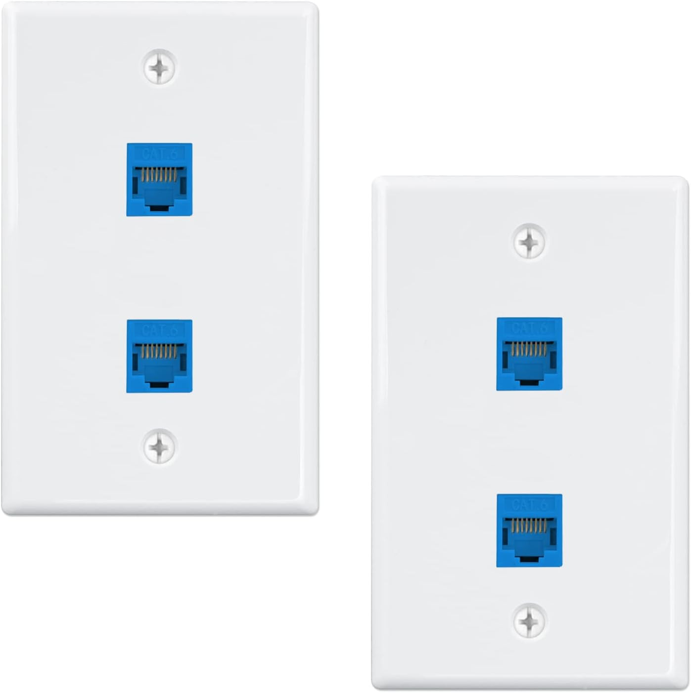 Iwillink 2-Pack Cat6 Ethernet Wall Plate, 2-Port RJ45 Wall Plate, Blue