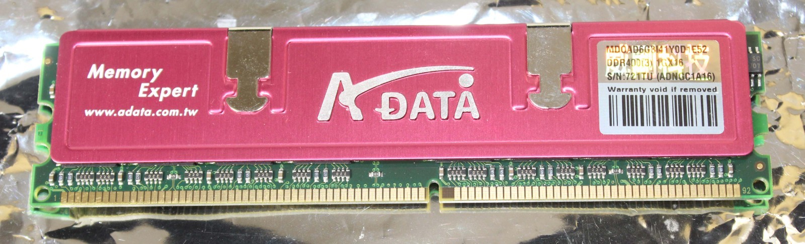 ADATA MEMORY EXPERT DDR400 PC-3200 MDOAD6G3I41Y0D1E52 DESKTOP MEMORY 1GB
