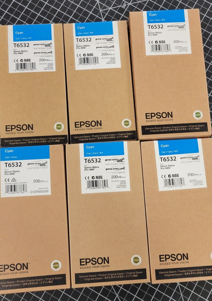 Genuine EPSON OEM T6532 CYAN, for Epson Stylus Pro 4900 (Qty1)