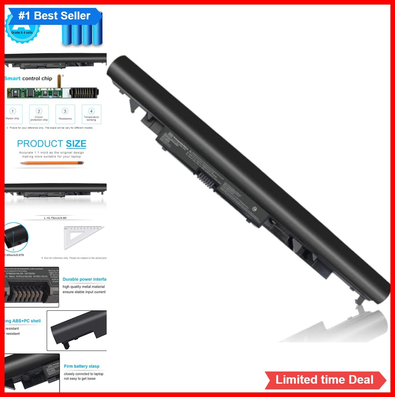 Laptop Battery 14.8V 2600mAh 38Wh 4 Cell Li-ion Black Rechargeable for HP 15-bs