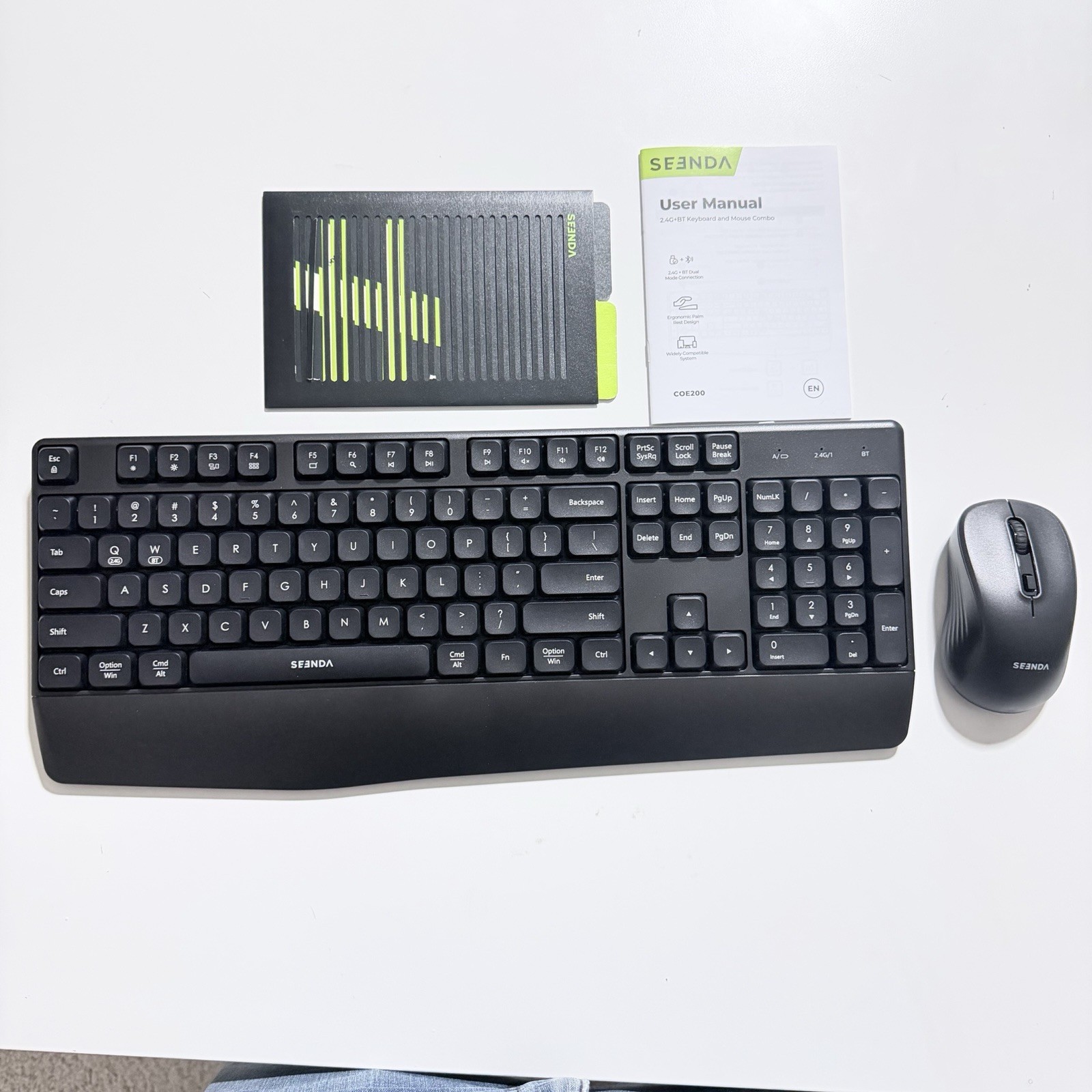 Seenda COE200 Wireless & Bluetooth Keyboard & Mouse, Dual Mode, QWERTY, Black