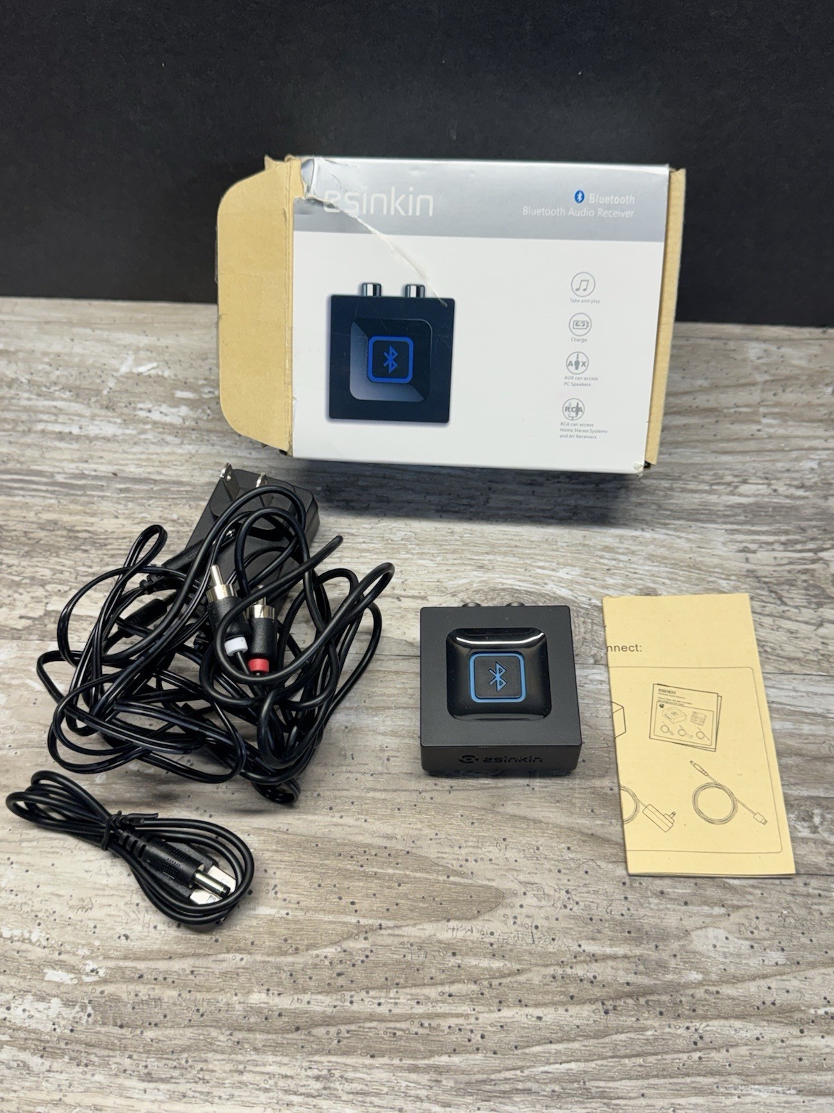 Esinkin Bluetooth Audio Receiver Adapter For Music Streaming OPEN BOX