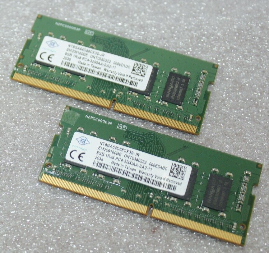 Nanya 16GB (8GBX2) PC4-3200AA DDR4 3200MHz SO-DIMM Memory Ram NT8GA64D88CX3S-JR