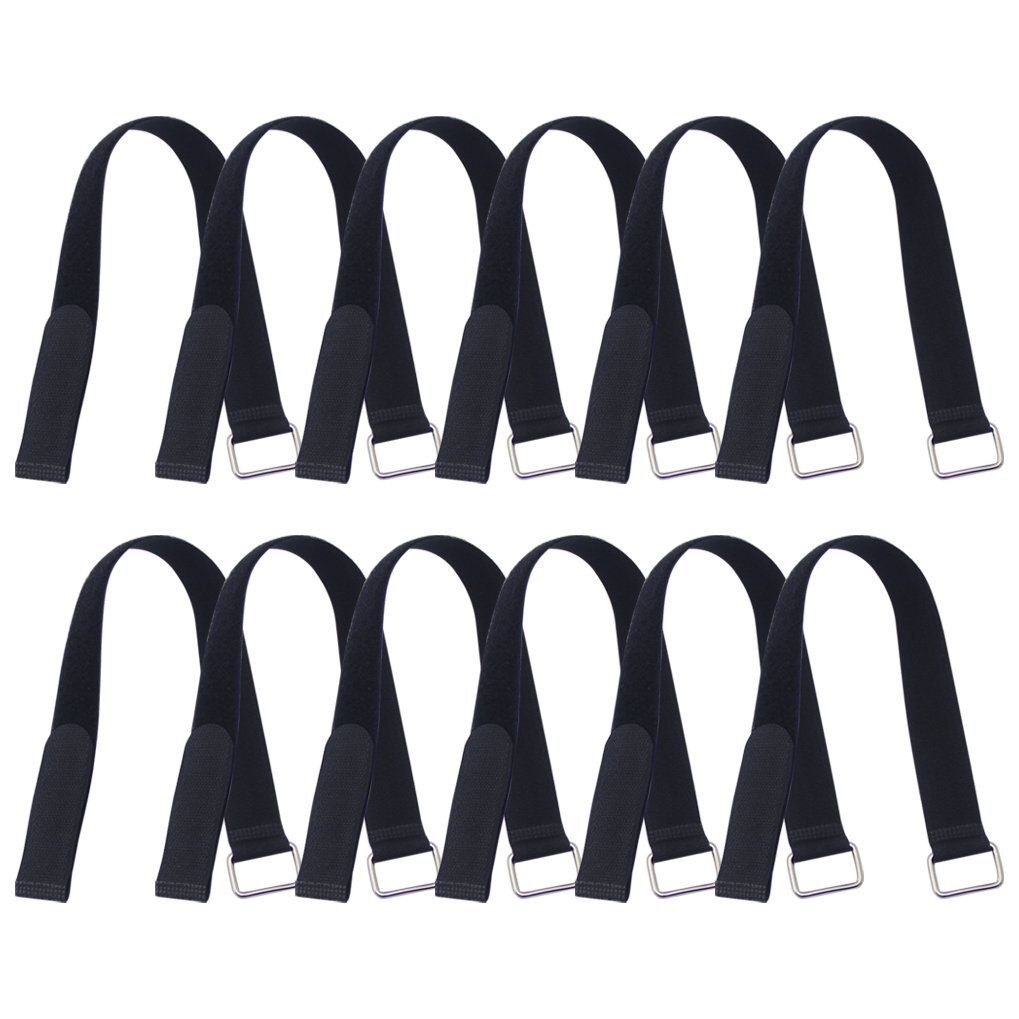 12 Pcs 18x1 Inch Adjustable Hook and Loop Fastening Nylon Strap with Buckle