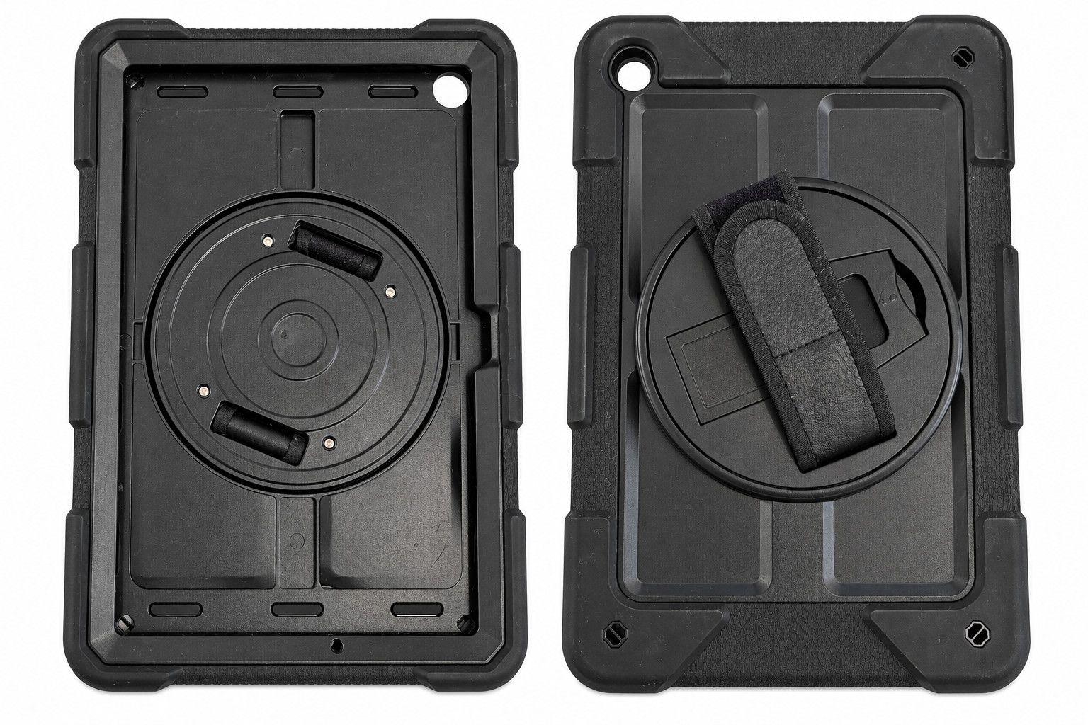 BMOUO Samsung Galaxy Tab A9+ 11" Black Rugged Case Hand Strap Stand