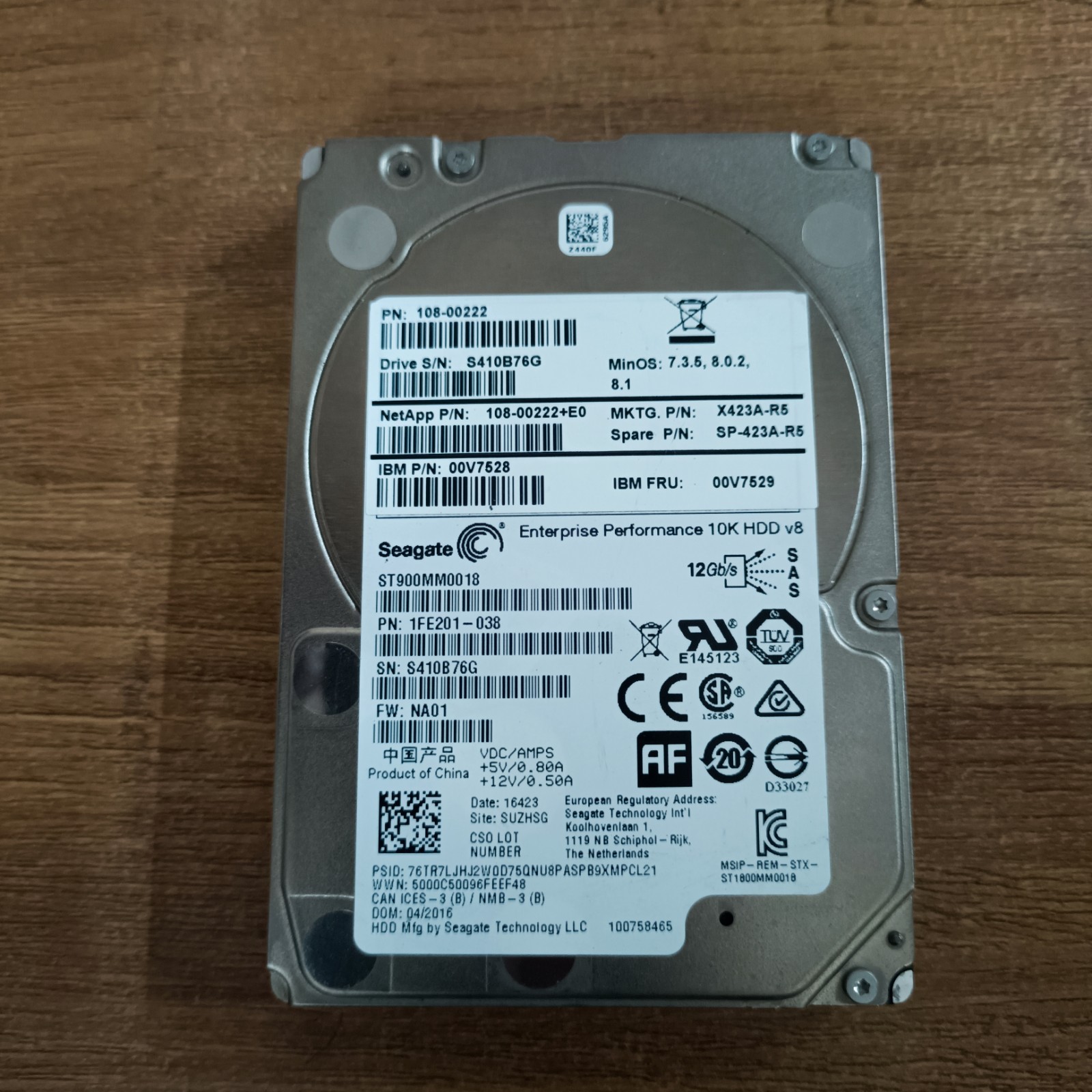 SEAGATE NetApp 900GB 10K SAS 12Gbps 2.5" Enterprise HDD X423A-R5 ST900MM0018
