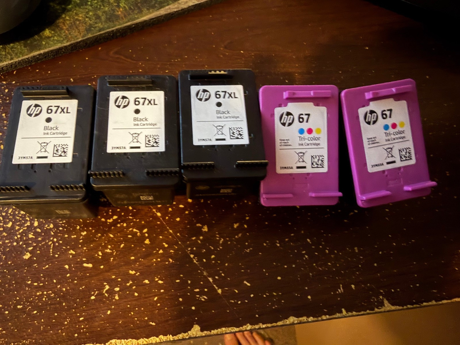 Lot of 5 Empty HP 67  Black Ink Cartridges Never Refilled Genuine