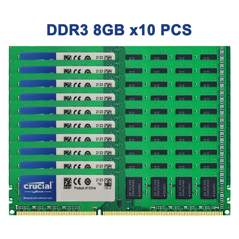 Crucial 80GB KIT DDR3 1600MHZ RAM 1.5V 240-Pi Non-ECC DIMM Desktop Memory 10x8GB