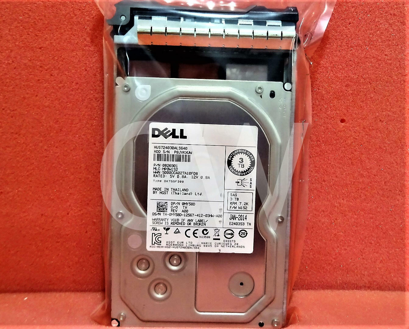 MY58D 0MY58D DELL 3TB 7.2K 6G 64MB 3.5" SAS Hard Drive HUS724030ALS640 W/Caddy