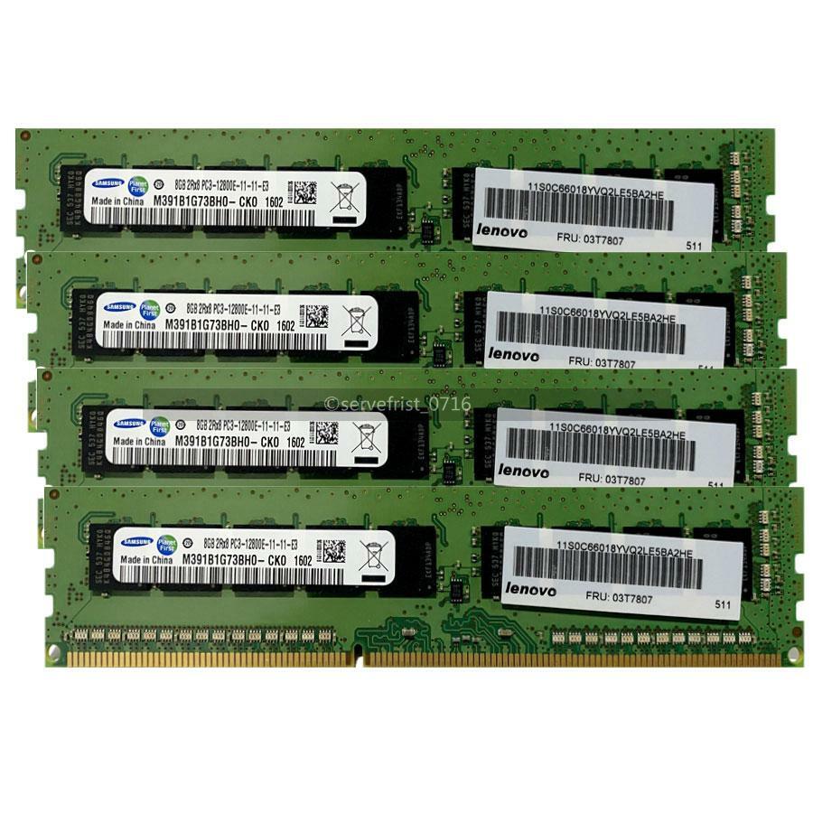 DDR3 Ram 32GB 4x8GB PC3-12800E 1600MHz ECC Unbuffered UDIMM 1.5V for Workstation