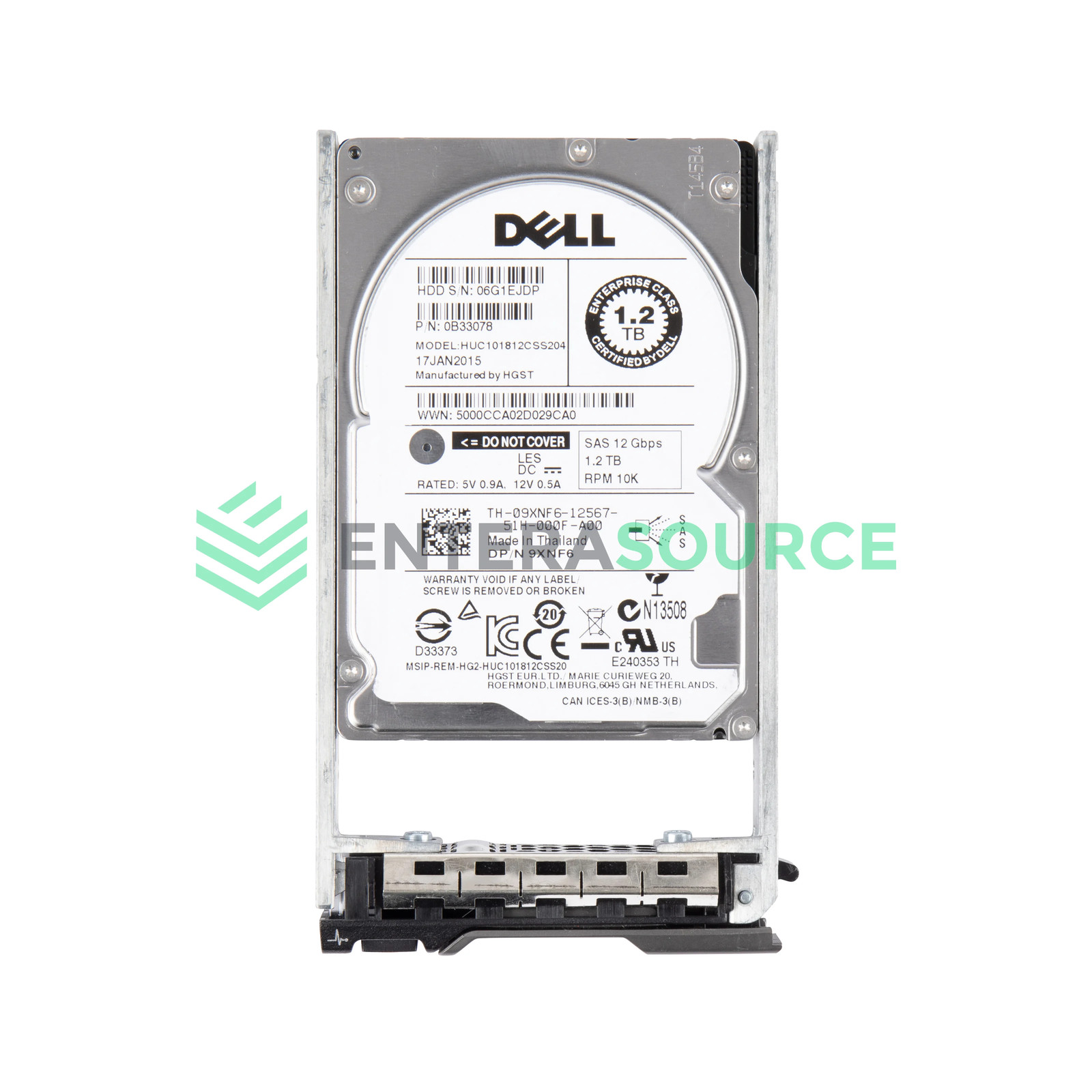 Dell 9XNF6 1.2TB 10K SAS 2.5" 12Gbps Hard Drive | HGST HUC101812CSS204
