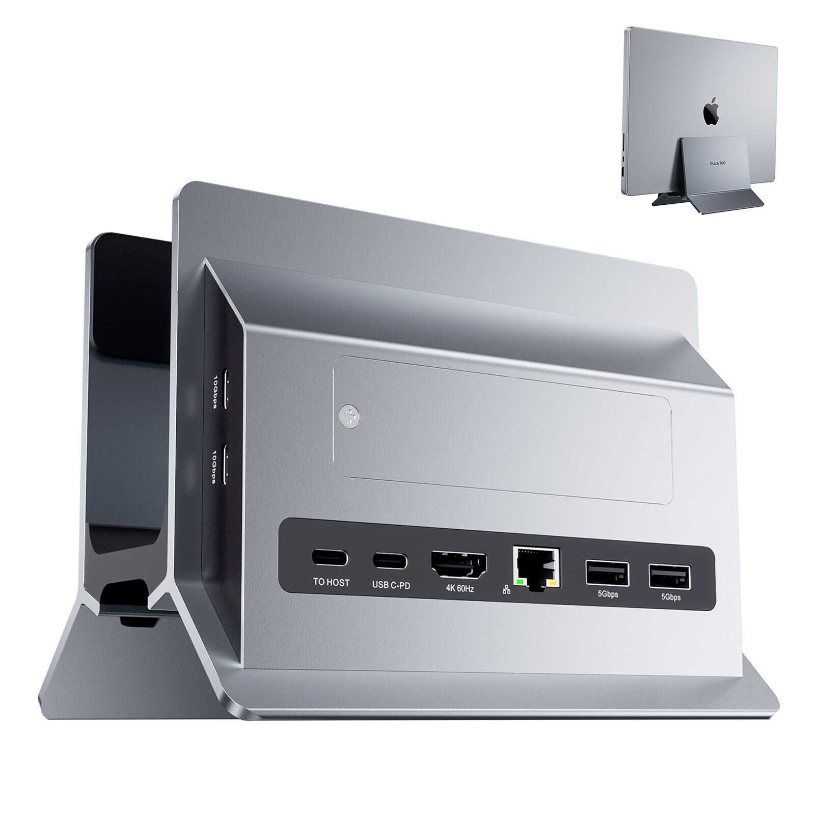PULWTOP USB C Docking Station with Vertical Stand with 4K@60Hz HDMI, 3 USB, SD/T