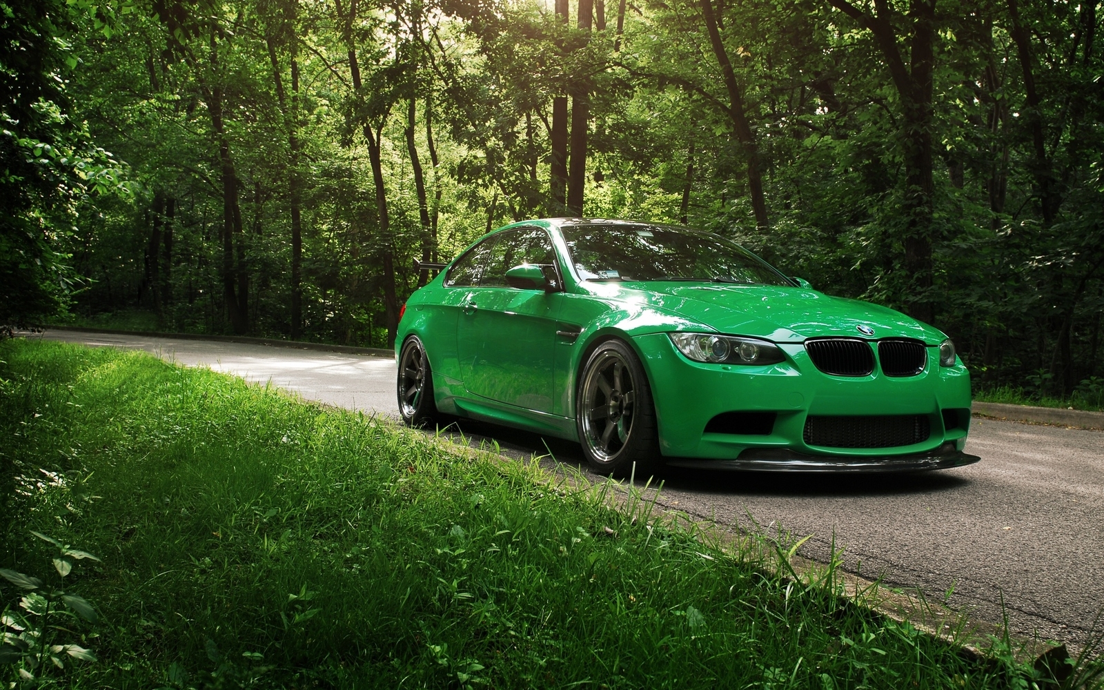 Cars bmw vehicles auto tuning wheels roads trees forest Desk Mat Stitched