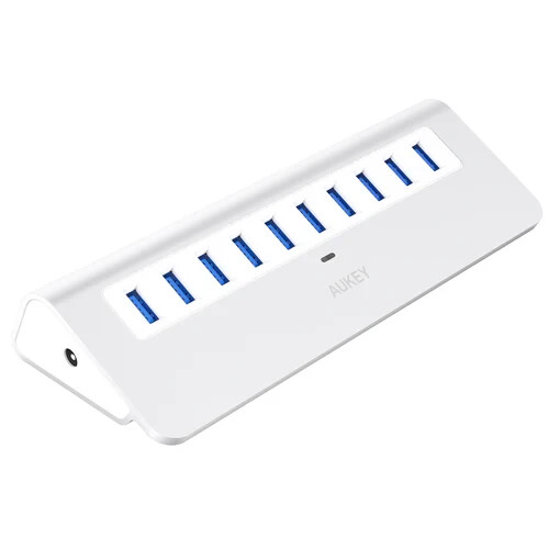 Aukey CB-H6 10-Port USB 3.0 Hub Aluminum Alloy w/ LED Indicator NEW