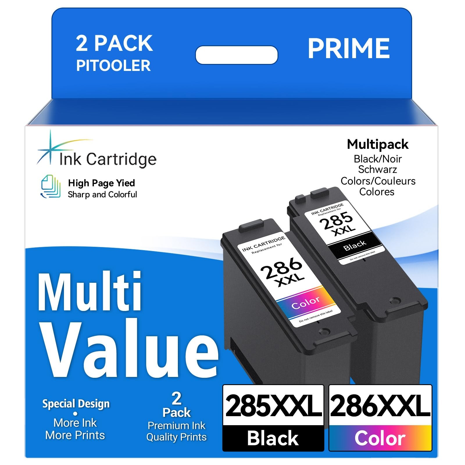 Pitooler PG-285XXL CL-286XXL Ink Cartridges for Canon Pixma TR7820 TS7720 TS7722