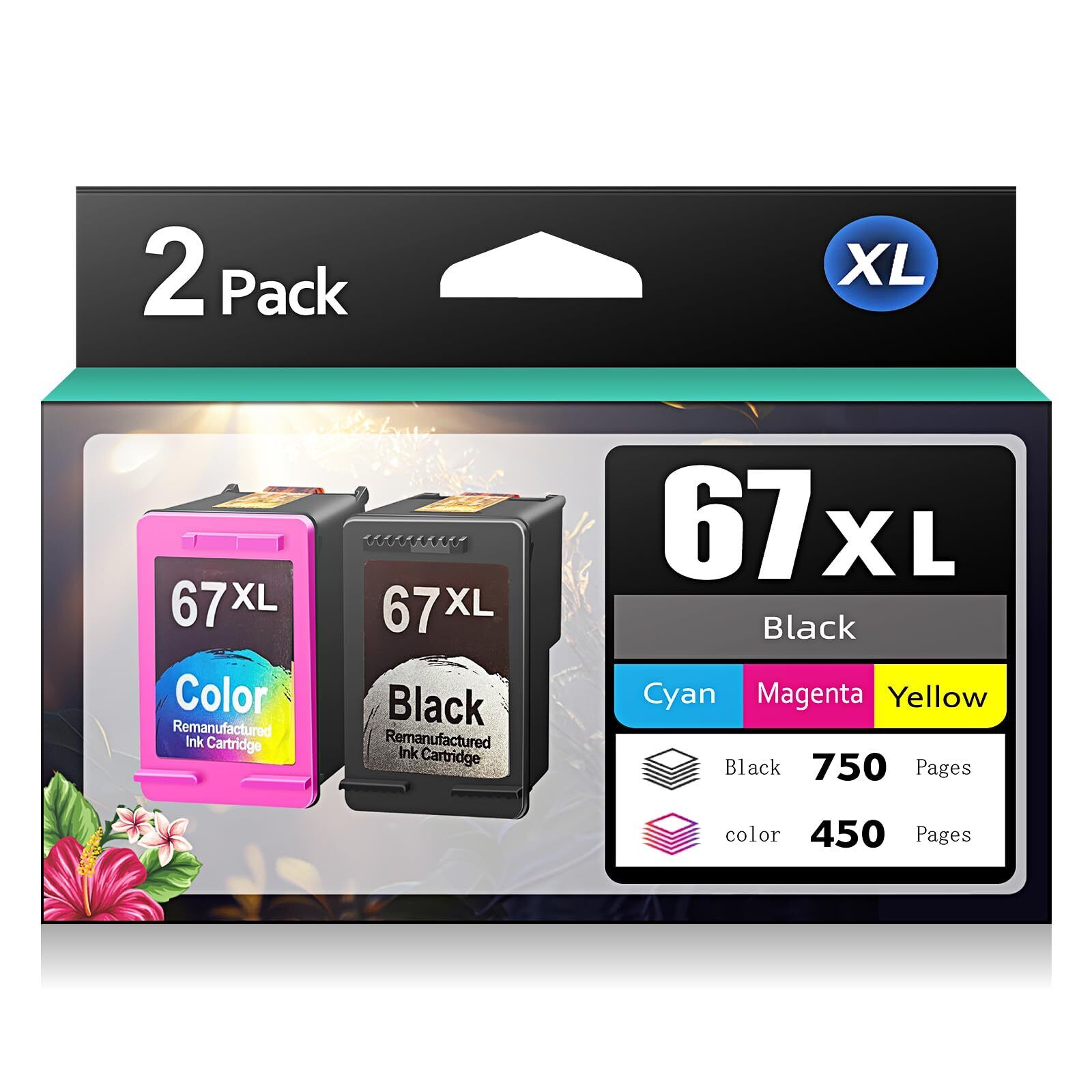 67XL Black and Color Ink Cartridges for HP Deskjet 1255/2700, Envy 6000 Series
