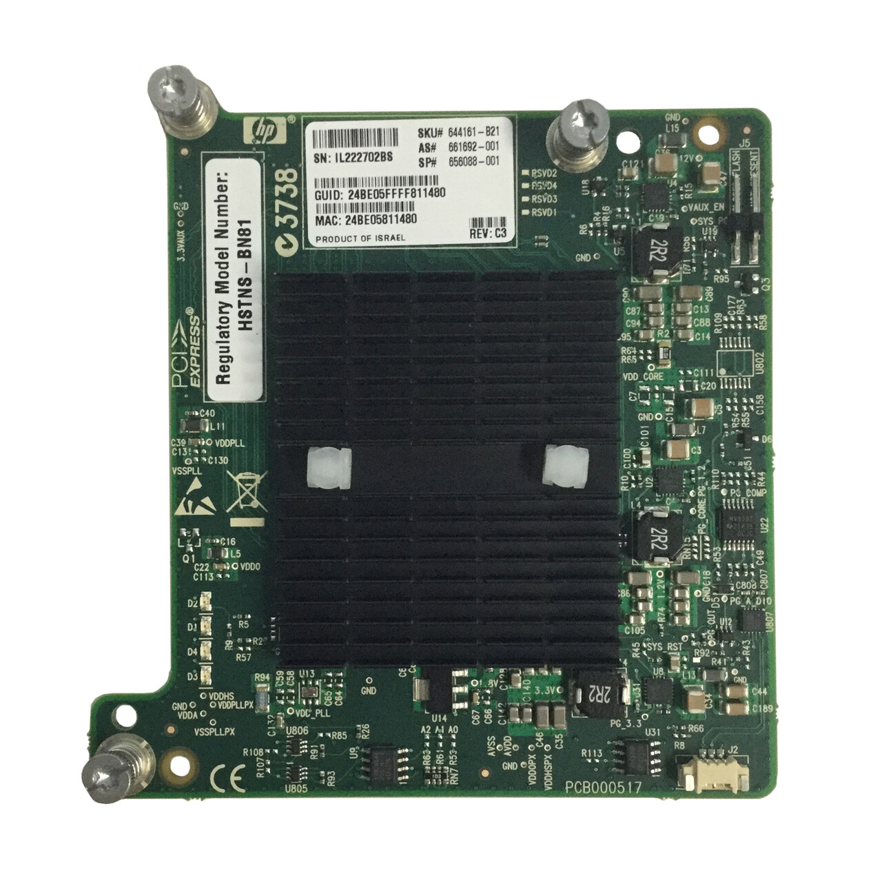HP 656088-001 10/40GB Dual Port Mezz Inifiniband NIC 644161-B21 661692-001