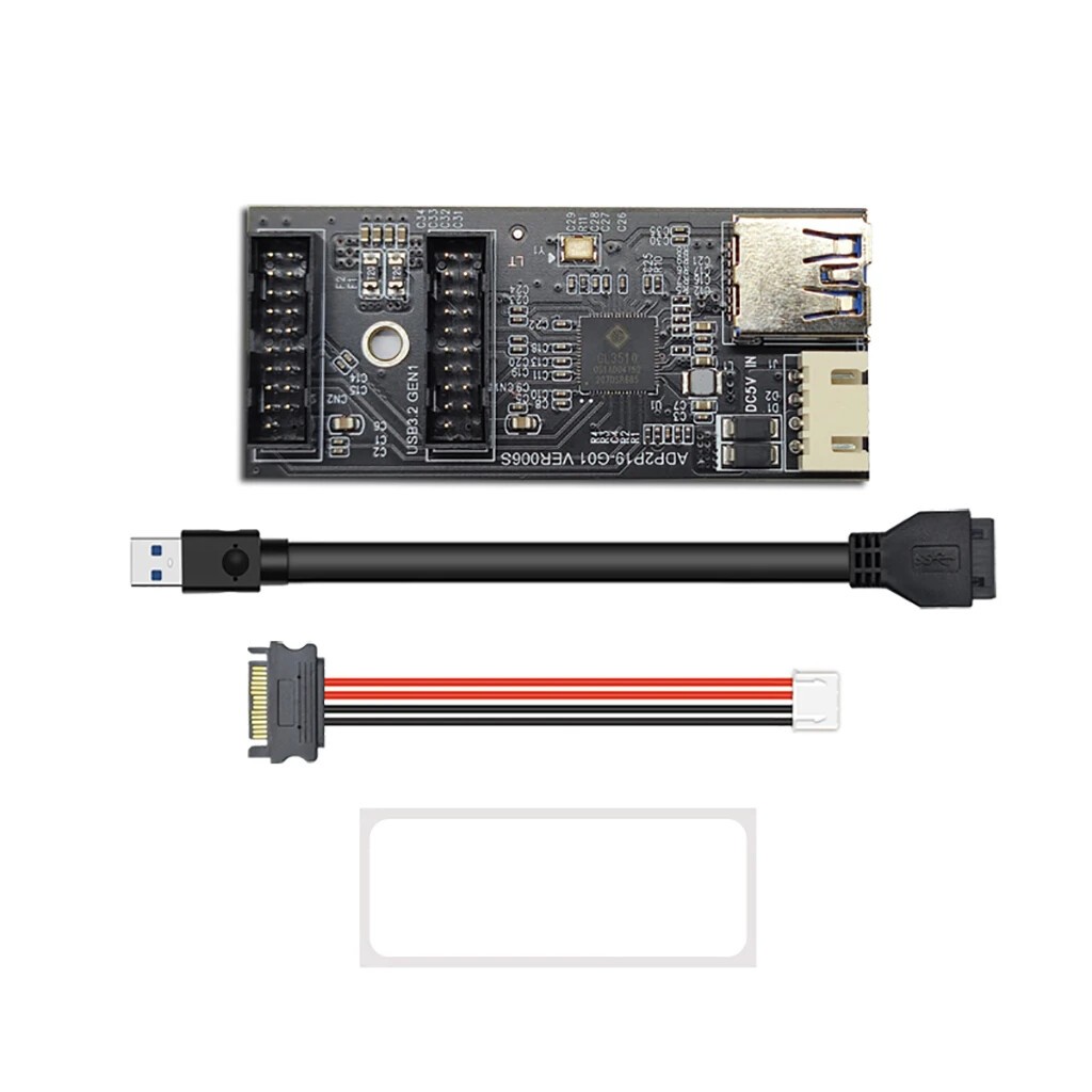 19pin to Type E+19Pin Motherboard 1 to 2 Splitter USB 3.2 GEN 1 Hub Adapter New