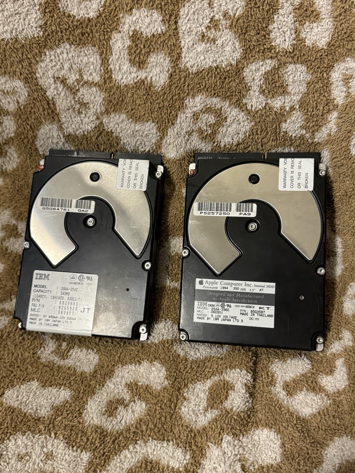 Apple HDD DSAA-3360 350MB 85G3587 & IBM HDD DSAA-3540 540MB 66G9683