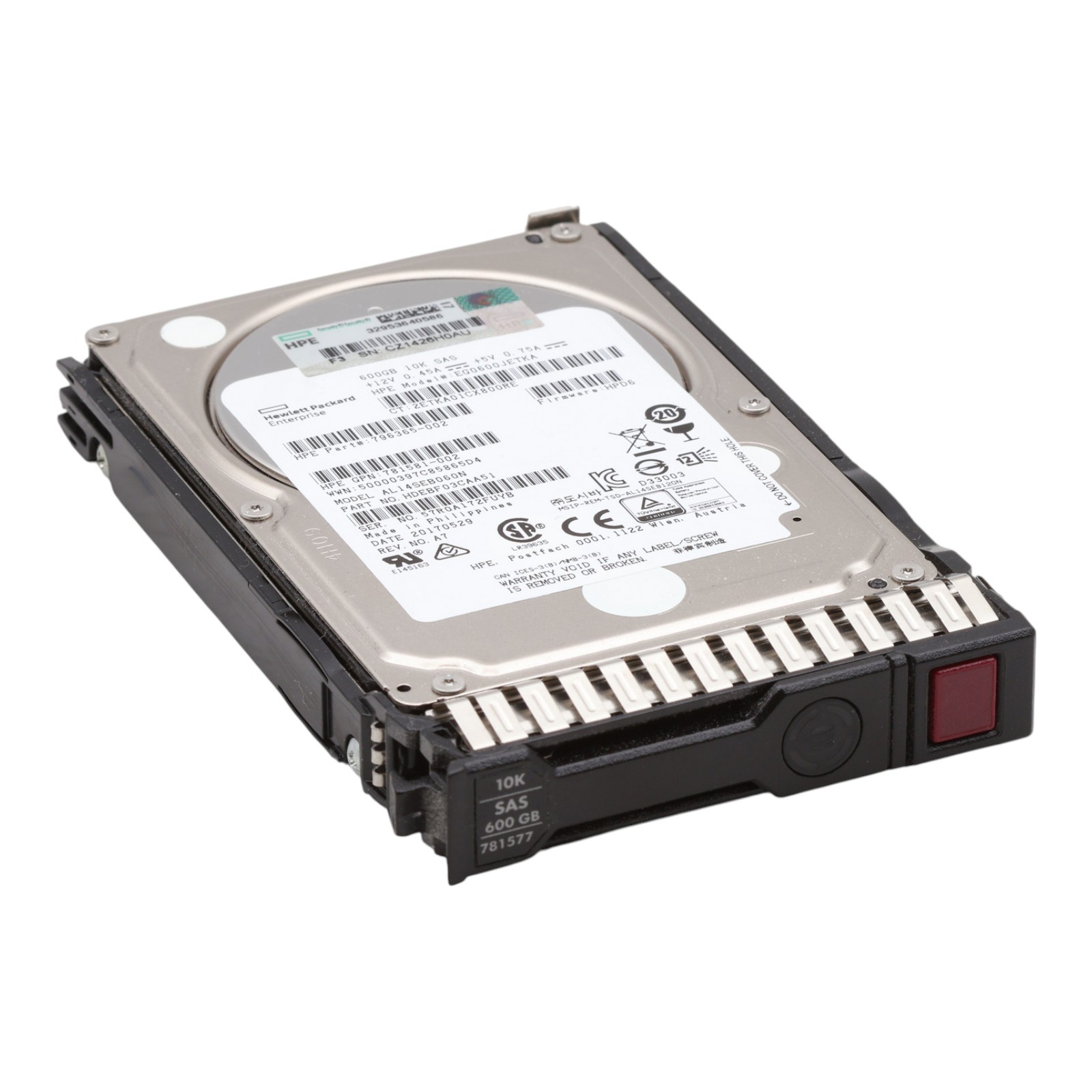 HPE 600GB 10K SAS-2 6Gb/s 796365-002 781581-002 EG0600JETKA 2.5" HDD with Caddy